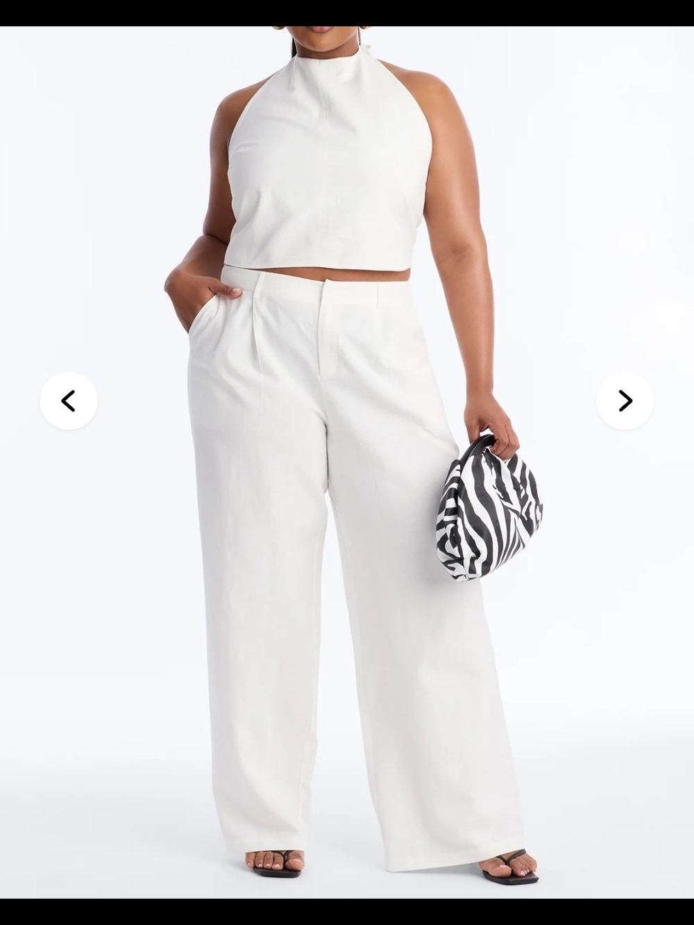 Wide-Leg Low-Rise Pants in White